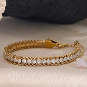 New 18k Gold Plated Woven CZ Tennis Bracelet